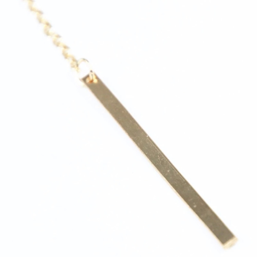New! Gold Double Bar Drop Necklace - Picture 5 of 9